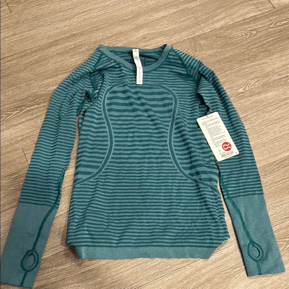 Lululemon Teal Striped Long Sleeve Top